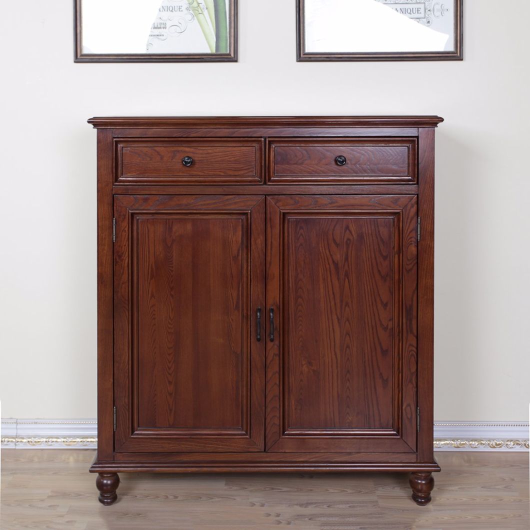 Antique Custom Made Solid Oak Wood Shoe Cabinet (GSP16-001)