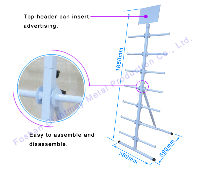 Durable Powder Coating Iron Wrought Hanging Cable Reel Storage Display Rack