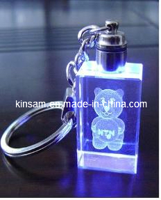 LED Laser Keychain for Brithday Crystal 3D Laser Keychain