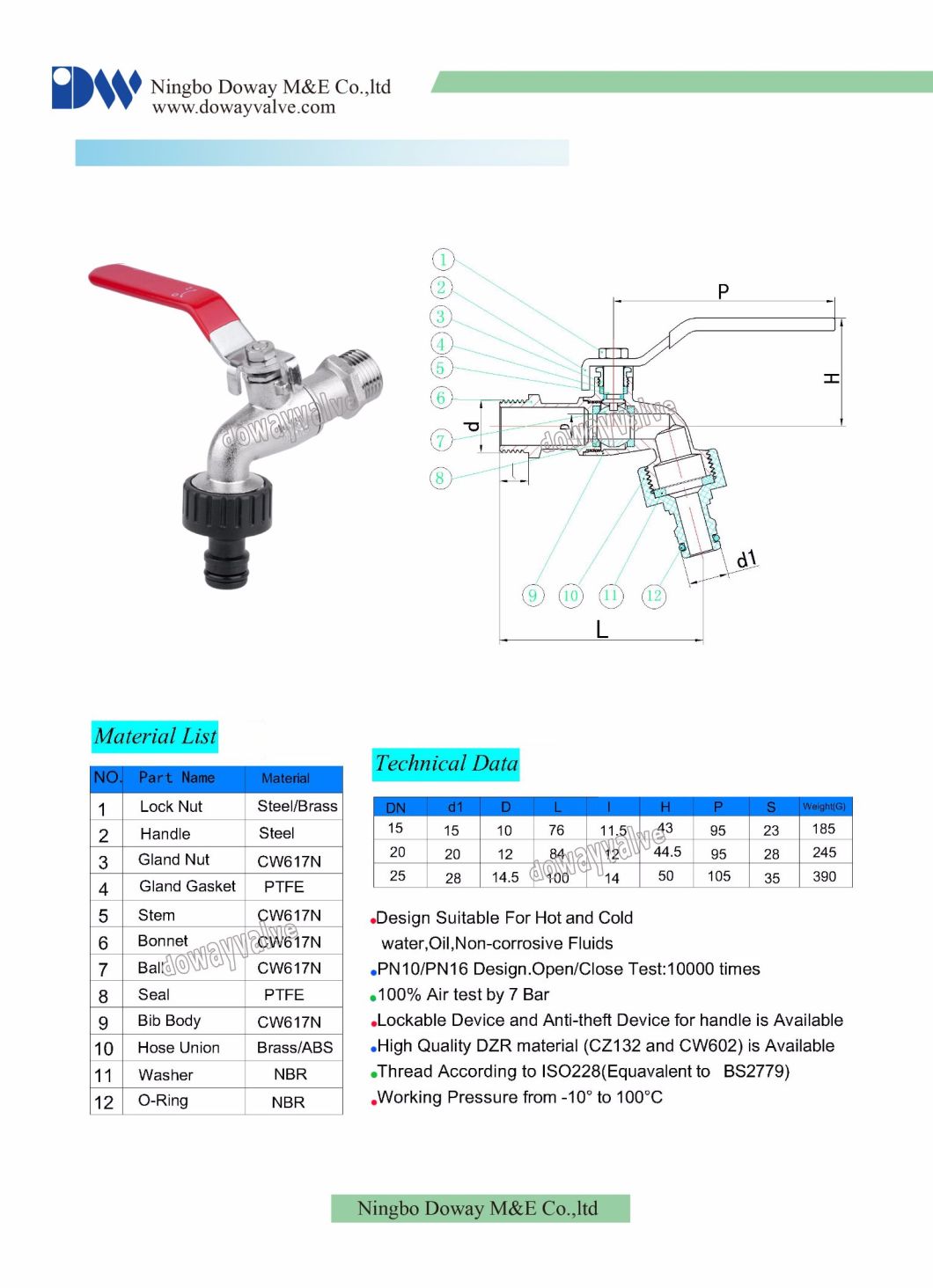 Brass T Handle Hose Bibcock