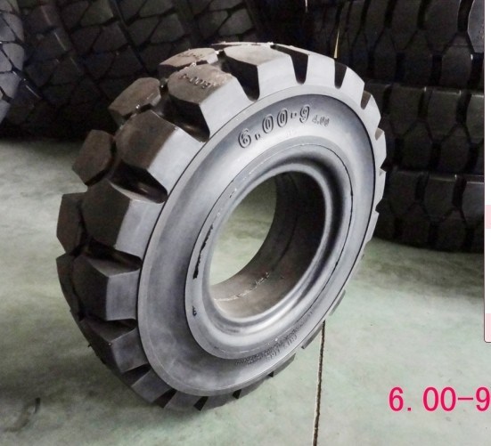 6.00-9 Pneus Empilhadeira Solida, Solid Forklift Tire 600-9 High Rubber Content