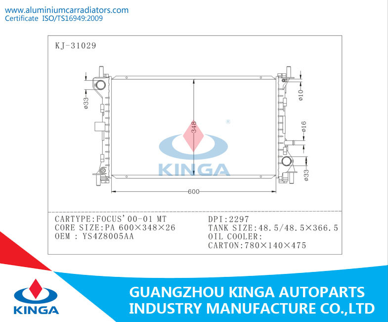 American Car Radiator for Ford Focus 00-01 OEM Ys4z8005AA