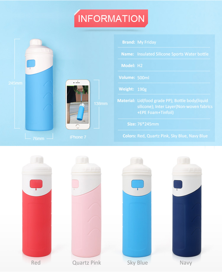 Cheapest Foldable Silicone Non-Toxic Insulated Water Bottle Hot Vacuum Flask