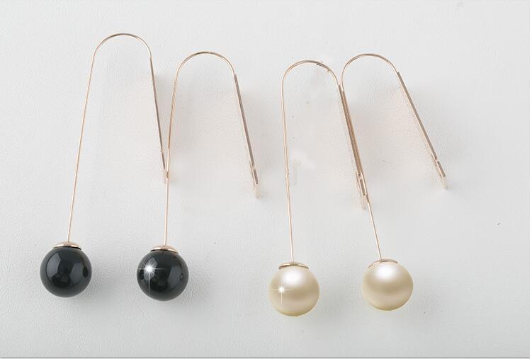 Fashion Ladies Jewelry Stainless Steel Long Drop Pearl Earrings