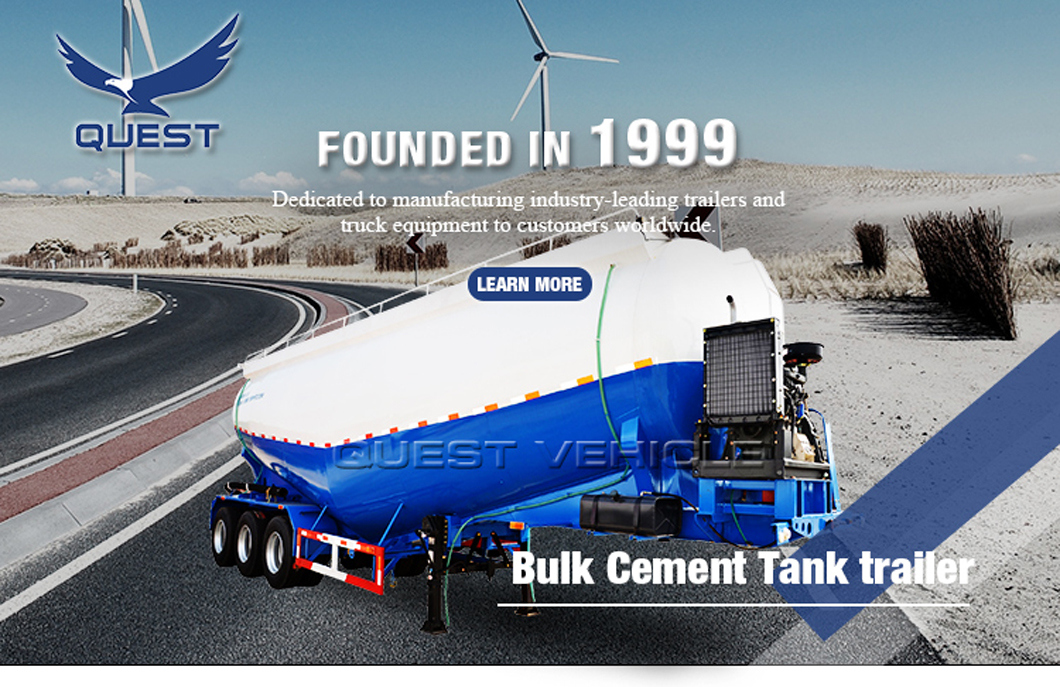 Quest 40t Bulk Cement Feed Bulker Tanker Semi Truck Trailer