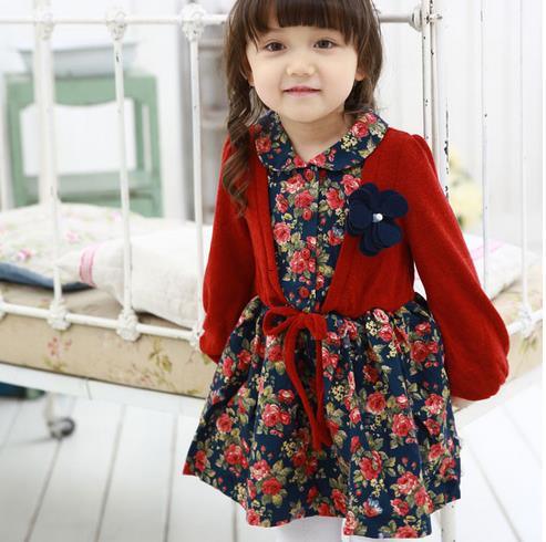 2015 Autumn Wholesale Lovely Layered Flower Dress for Kids Girl