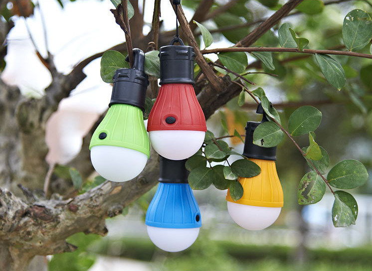 2018hot Sale 3LED Lamp Bulb Shape Colorful Camping Lantern with Battery