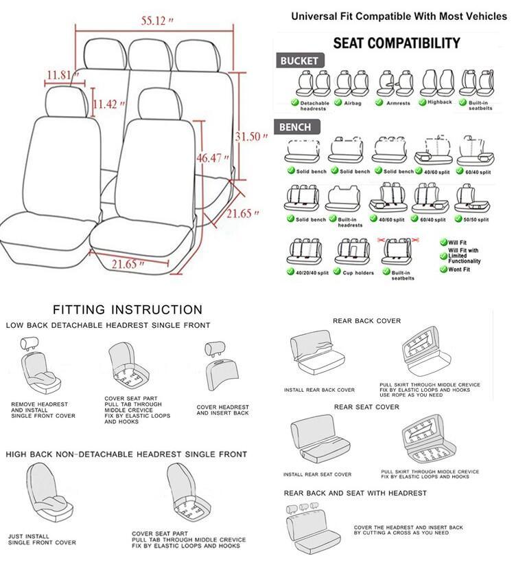 Polyester Universal Car Seat Cover for Fitting Toyota Hyundai Mazada Seat Chair