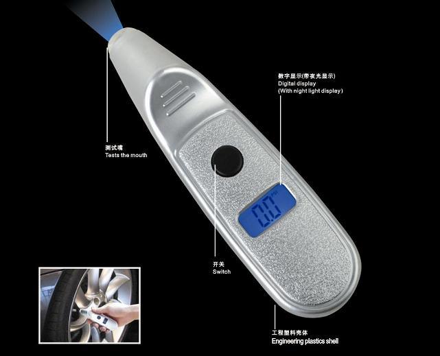 LCD Digital Car Tyre Pressure Tread Depth Gauge Cutting Blade / Hammer