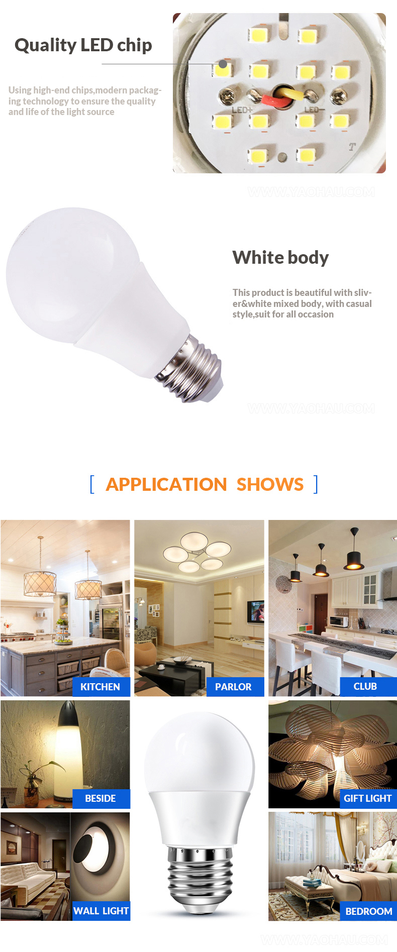 Hot Sale 7 Watt LED Bulb Energy Saving E27 LED Light Bulbs