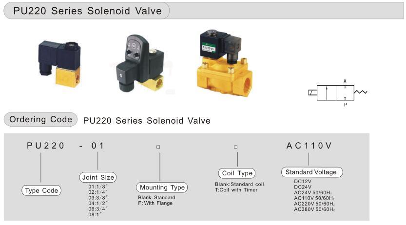 PU220-06 Timer Valve Brass Solenoid Air Valve