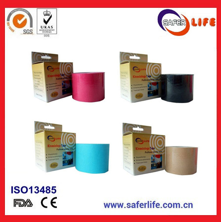 2018 Saferlife Hot Sale Color Elastic Cotton Kinesio Tape 5cm X 5m for Sports Muscle Therapy