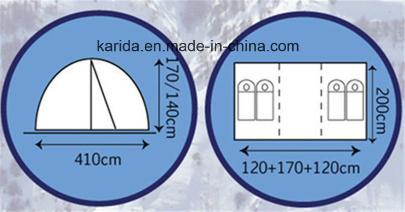 4 Persons Family Tent with 2 Bedrooms 1 Living Room