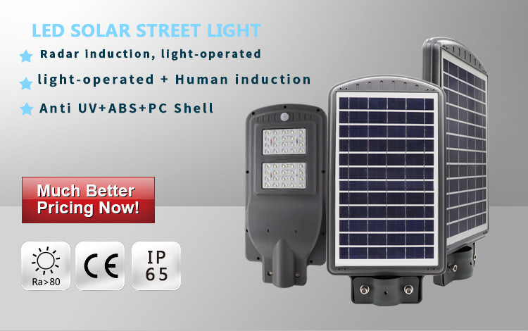 High Power Motion Sensor Module System 60 Watts Solar LED Street Light 60W Control Reflector with Battery Backup