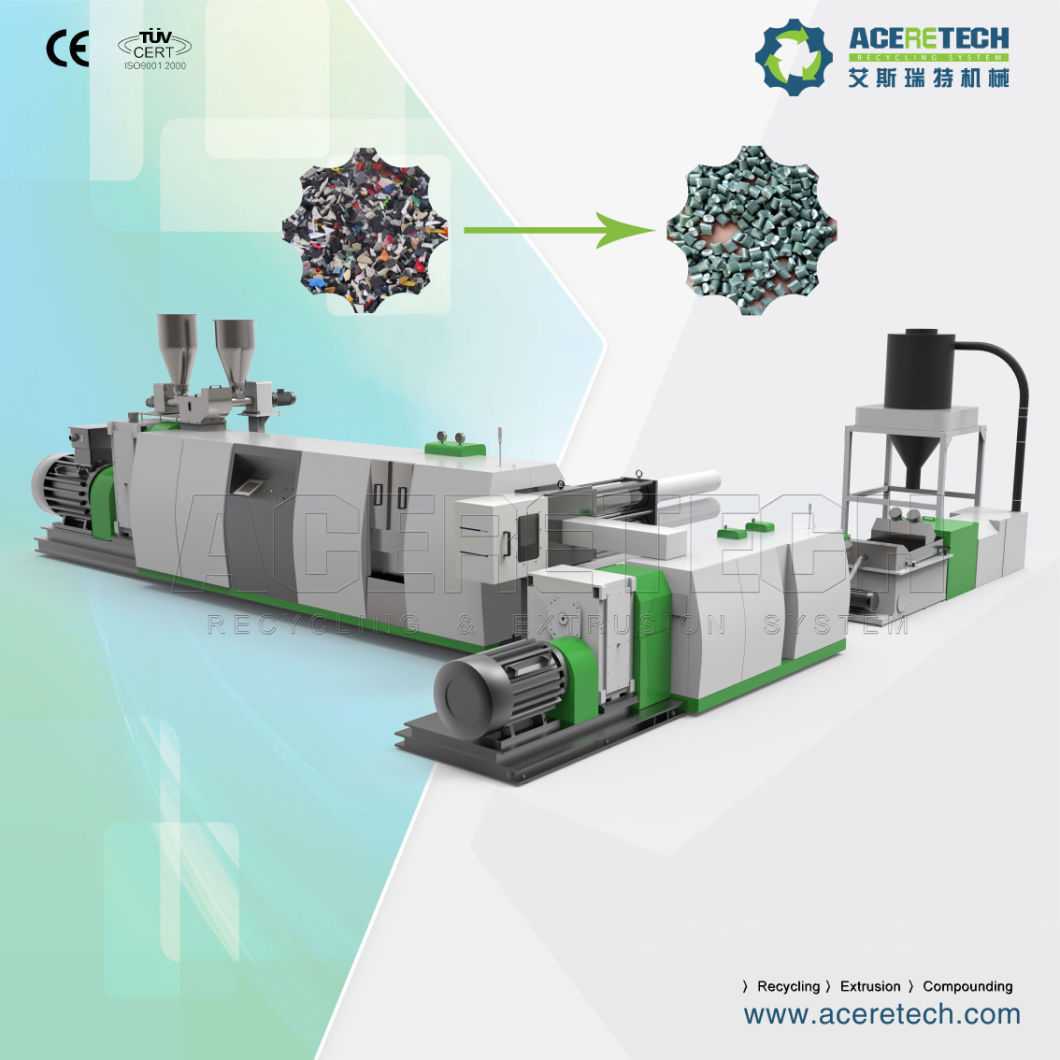 Two-Stage Plastic Extrusion Machine for Plastic Regrinds Recycling