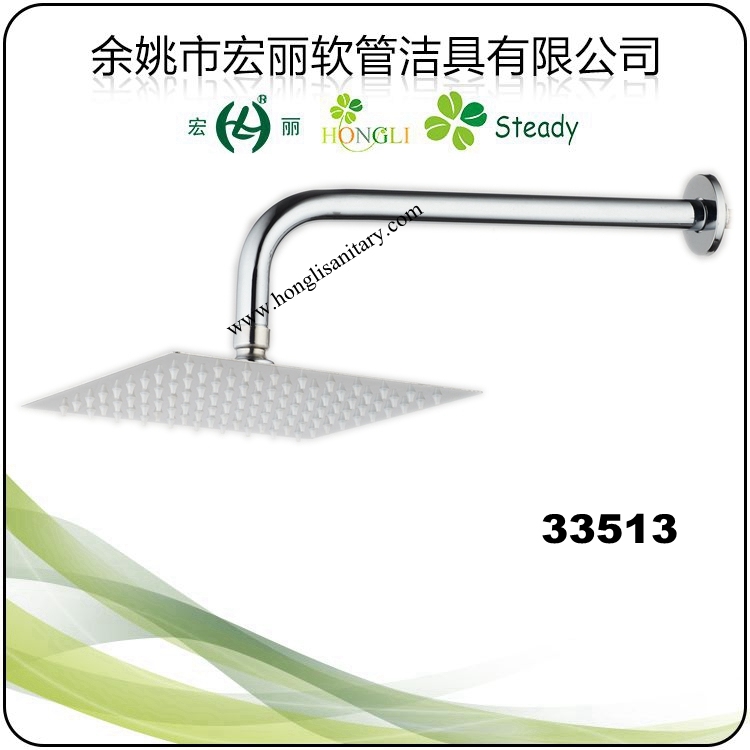 Slim Stainless Steel Shower Head with Square Shower Arm