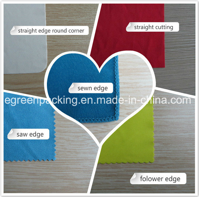 Green Color Microfiber Lens Cleaning Cloth with White Logo