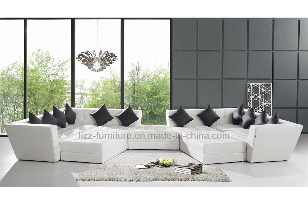 Stylish Combination Leather Sofa with Wooden Frame