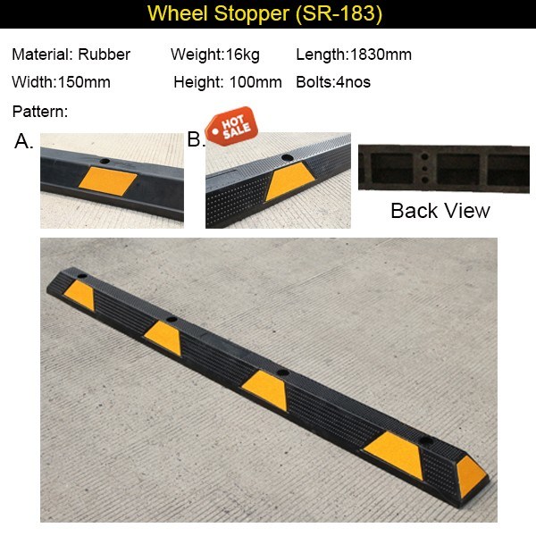 Traffic Safety Yellow Striped Rubber Car Parking Wheel Stopper