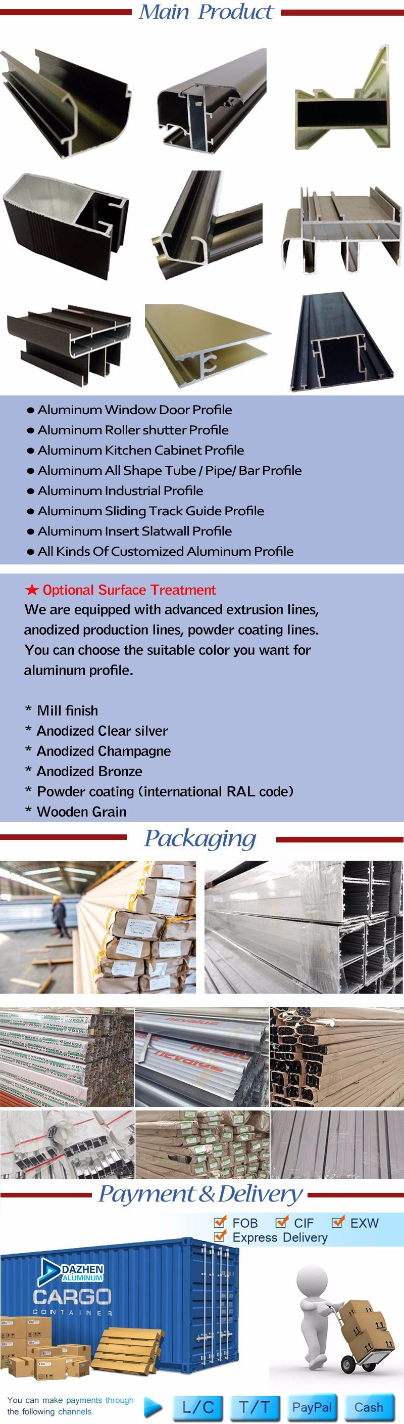Aluminium Profile for Roller Shutter Solid Garage Door / Factory Price