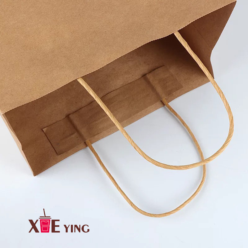 Manufacturer Customized Logo Design Recyclable Packing Black Color Kraft Paper Bag with Twisted Handle