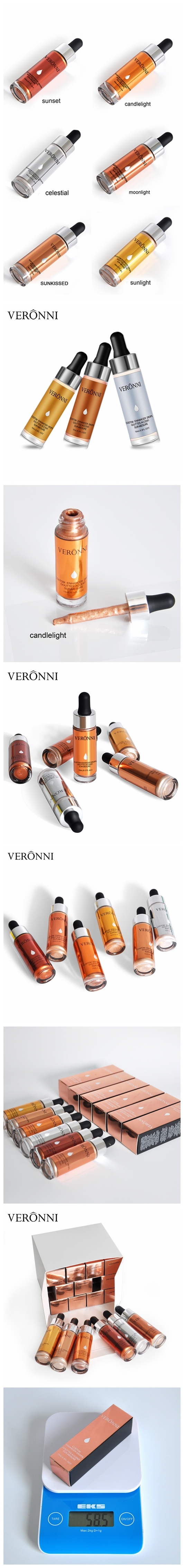 VERONNI 6 Colors Liquid Highlighter Contour Makeup Face Brightener Concealer Waterproof Cosmetics Long Lasting Maquillaje