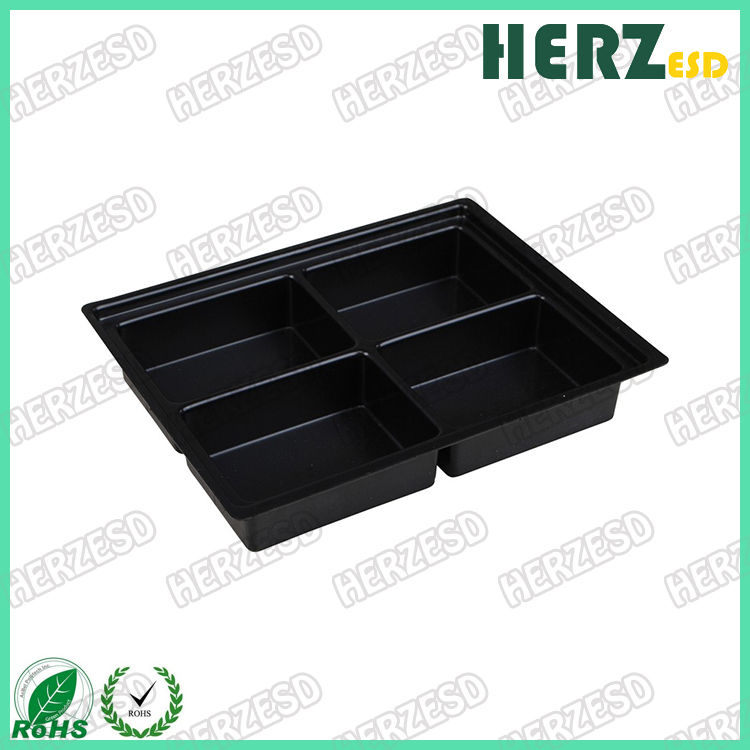 Electronic Plastic ESD Trays Hard Customized Black Blister Tray