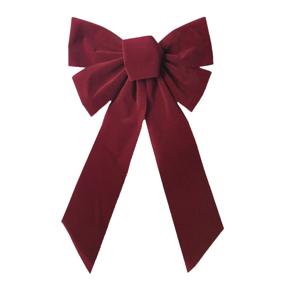 Customized Burgundy PE Flocked Velvet Bow