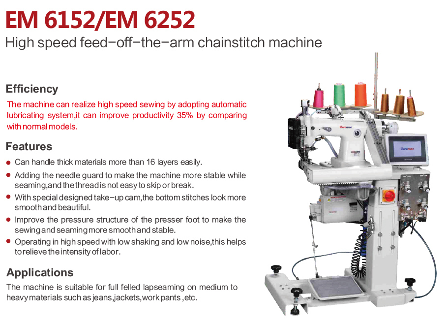 Em-6050 Series; Automatic Speed Feed-off-The-Arm Chainstitch Machine Sewing Machine