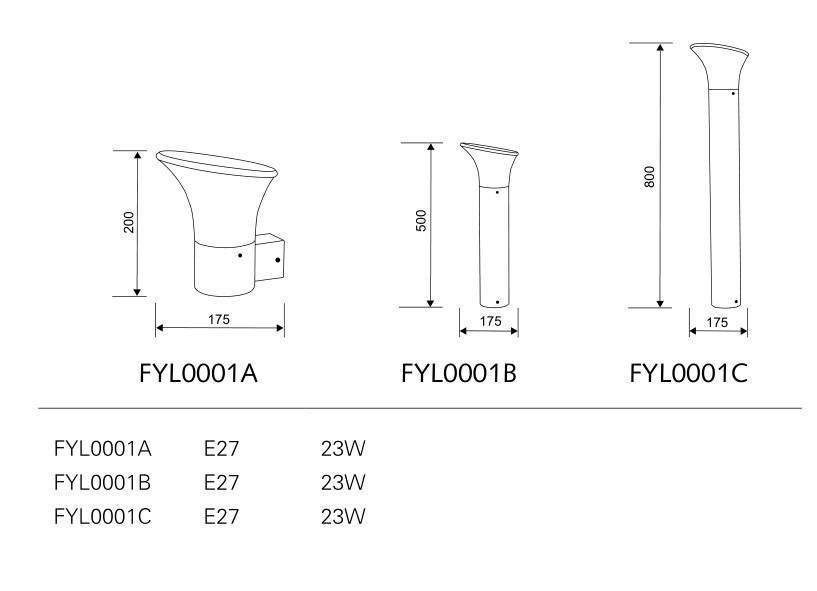 Luminaires with E27/B22 Lamp Holder for Garden Use