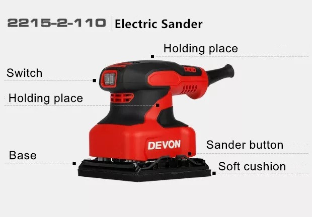 180W 110*100mm Electric Sander with Dust Bag, Patented Product