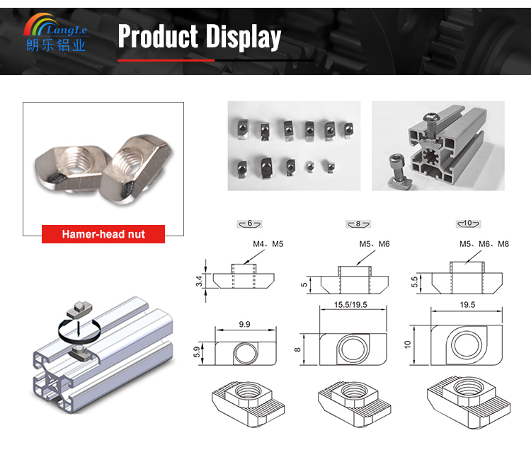 Hammerhead Nut T Slot Nuts Profile for Aluminum Profiles