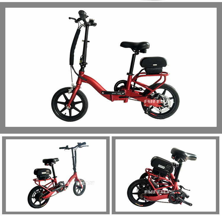 Mini Folding Red Electric Bike for Adult and Kid