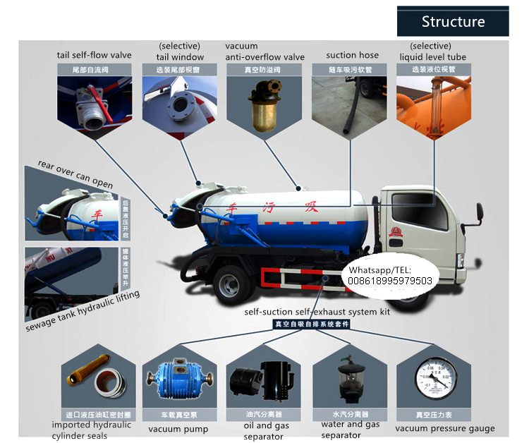 Dongfeng 4X2 Sewage Suction Truck Vacuum Truck Liquid Waste Disposal Truck for Hot Sale