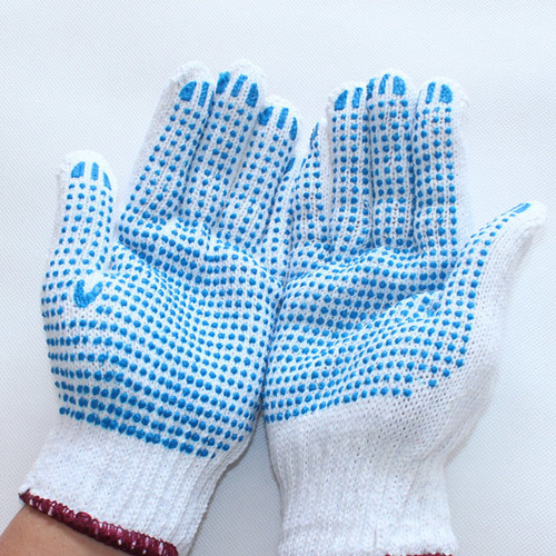 7 Gauge Knitted Cotton PVC Dotted Safety Work Glove