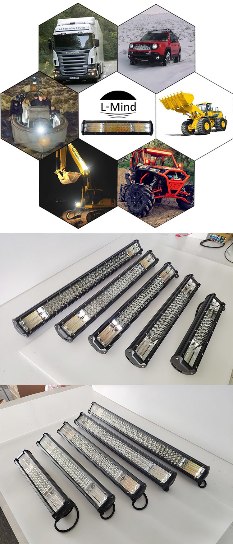 Wholesale Best 15 Inch Three Row Yellow and White Offroad 12-24volt Mini LED Light Bar