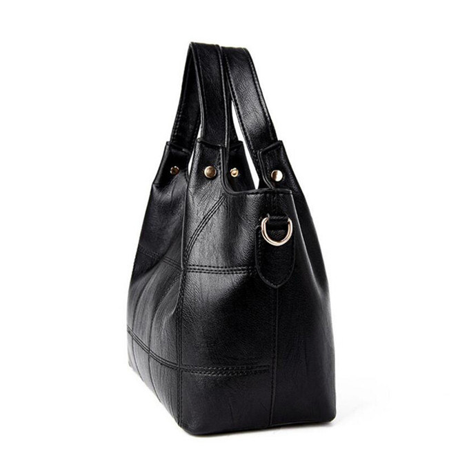 Simple Style Stitching Bags PU Leather Ladies Shoulder Bags Handbags