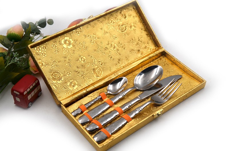 Wholesale Gold Plated Flatware Christmas Rose Gold Cutlery Set