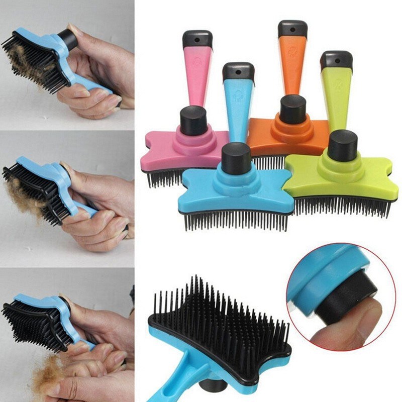 Pet Brush Grooming Tools Self Cleaning Combs Trimmer Soft Pin Massage Comb for Puppy Dog Cats Short Hair Medium Hair Long Hair