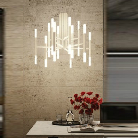 Contemporary Gold Glossy Indoor LED Pendant Lights Lamp Lighting Chandelier in 24-Lights, 24W, 3000k, for Living Room