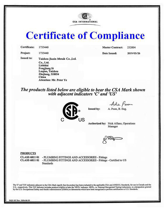 ASTM Standard Pex Al Pex Pipe Brass Press Fittings for Floor Heating System