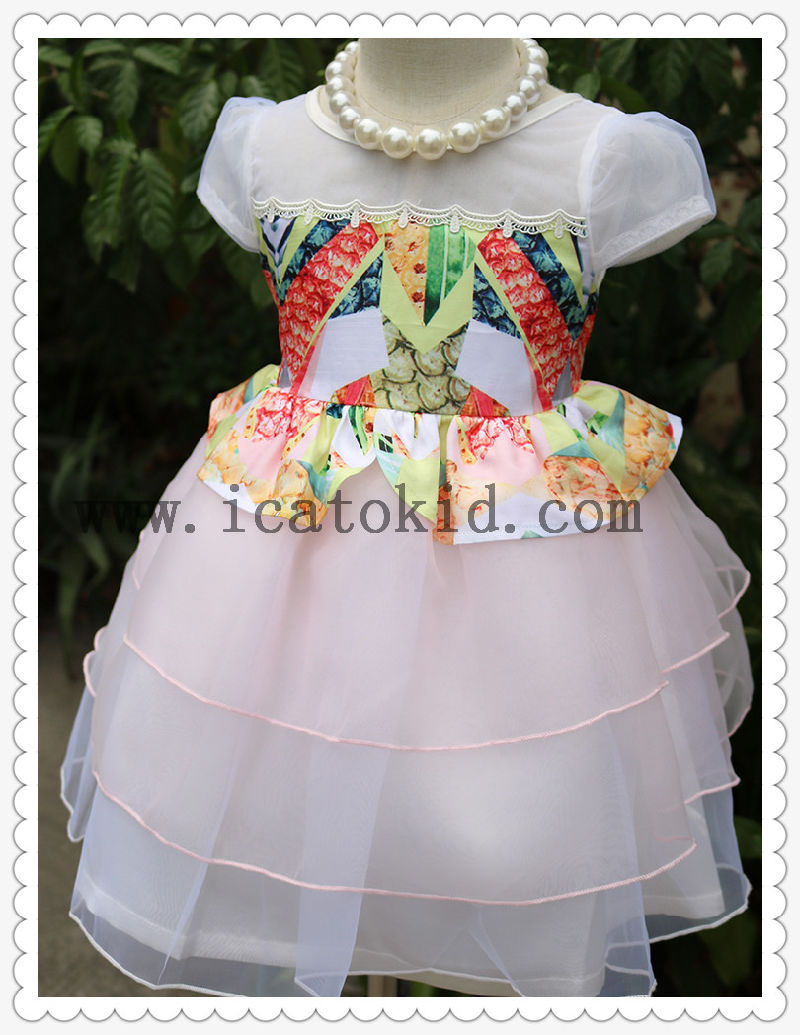 India High Quality Brithday Party Girls Wedding Dress with Organza