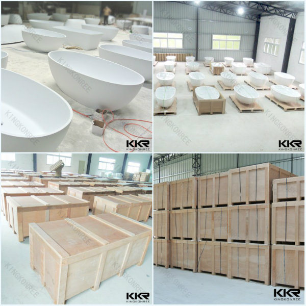 Sanitary Ware Round Acrylic Solid Surface Stone Bathtub (BT170801)