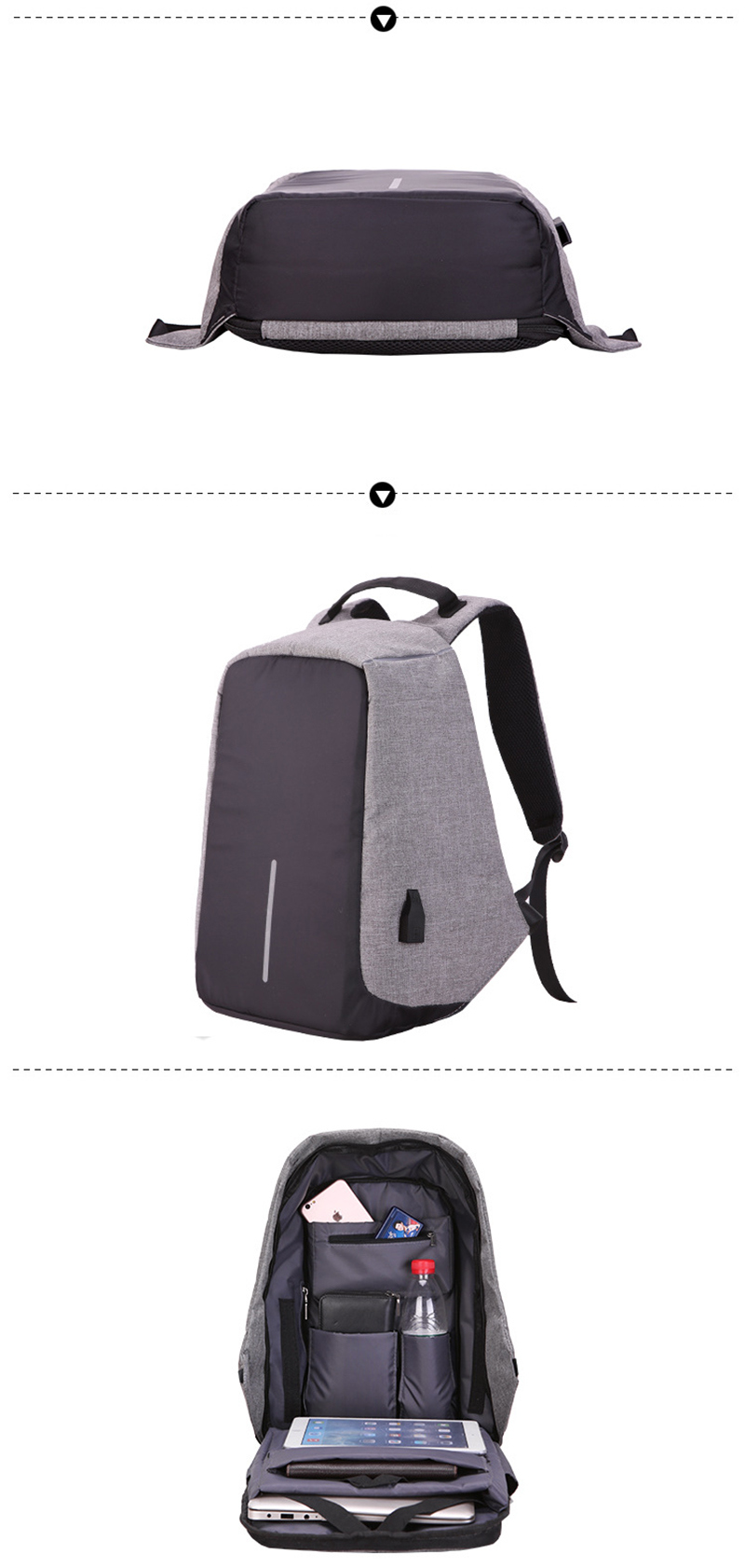 Fashion Travel Multi Functional Business Laptop USB Charge Backpack Bag