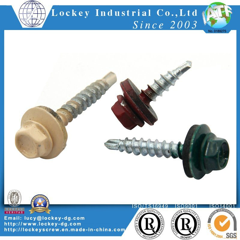 Painted Hex Washer Head Self Drilling Screw with EPDM Bonded Washer