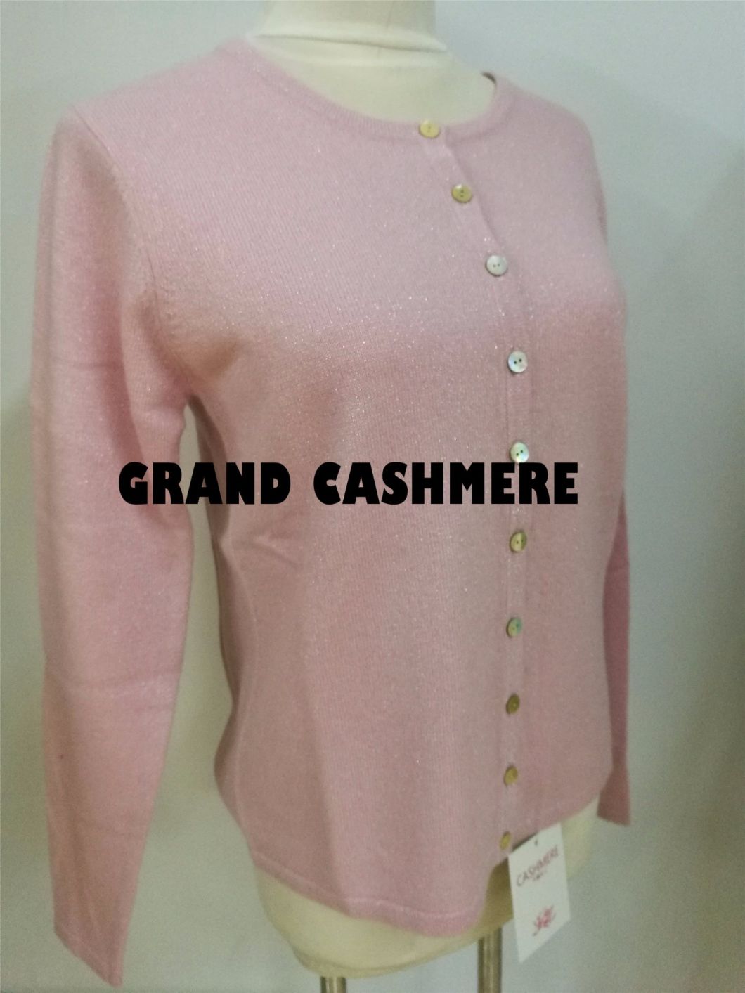 Blingbling 100% Cashmere with Lurex R Neck Cardigan