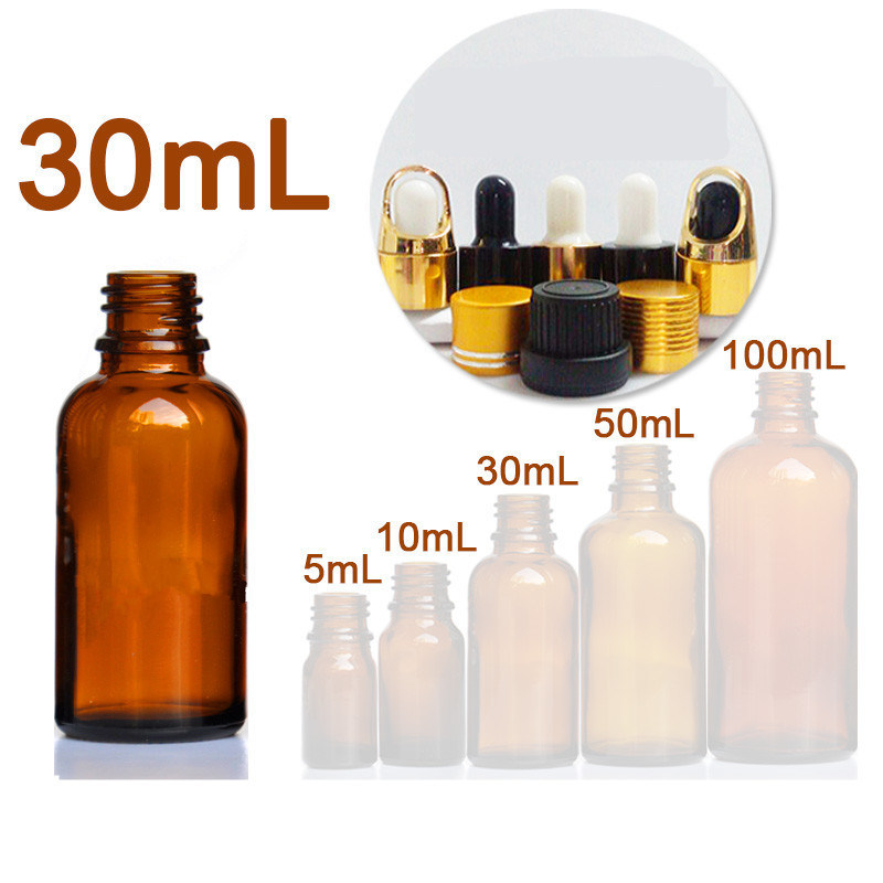 30ml Amber Essential Oil Bottles Glass with Long Dropper Refillable Bottle Portable Essential Oil Jars with Pipette Container