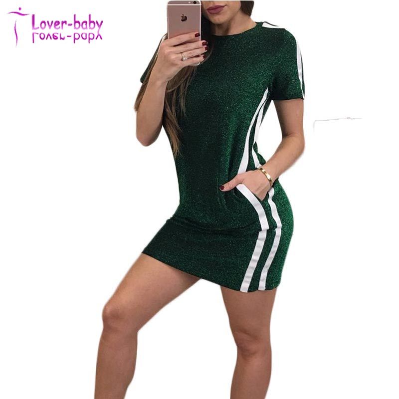 Leisure Sports Mini Dresses Neck with Pockets Dresses