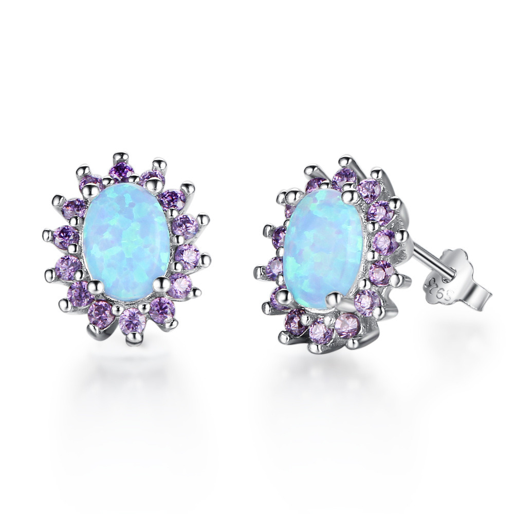 925 Silver Fashion Jewelry Opal Stud Earring (561713032106)