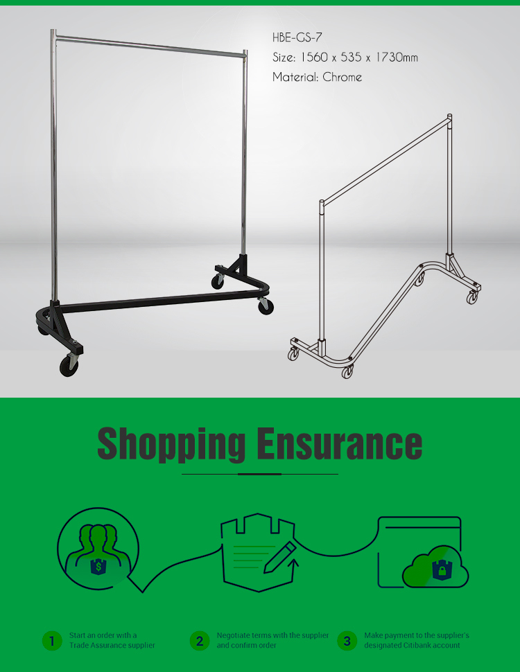 Commercial Double-Rail Rolling Display Clothes Rack Clothing Garment Rack